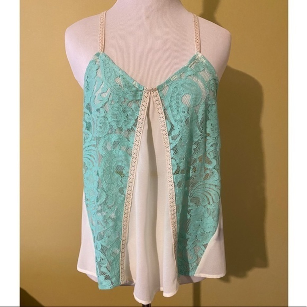 Lace Sheer Flowy Tank Size Small